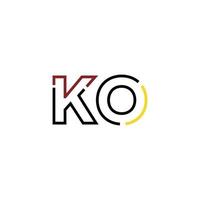 Abstract letter KO logo design with line connection for technology and digital business company. vector