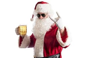 Papa Noel claus con cerveza foto