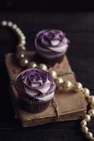 Purple roses cupcakes photo