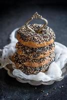 Baked bagels with seeds photo