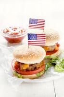 Mini beef burger with American flag photo