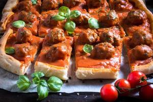 Served pastry with meatballs photo
