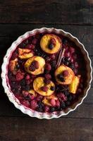 Grilled berries and peaches photo