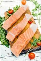 Preparing salmon fish photo