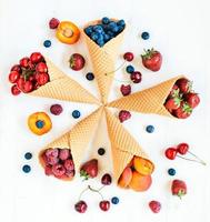 Fresh fruits in cone photo