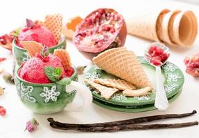 Pomegranates ice cream photo