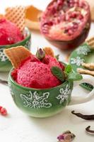 Pomegranates ice cream photo