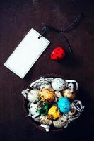 Easter eggs and blank card photo