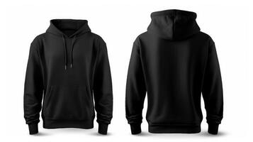 Blank black male hoodie sweatshirt long sleeve with clipping path Illustration photo