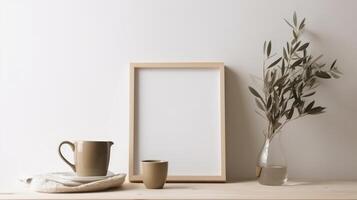 Frame mockup in interior. Illustration photo