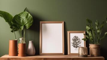 Frame mockup in interior. Illustration photo