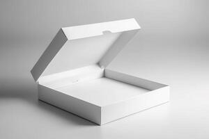 Blank White Pizza Packaging Box for Mockup Illustration with photo