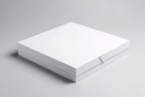 blanco blanco Pizza embalaje caja para Bosquejo ilustración con generativo ai foto