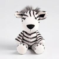 Cute Zebra Animal Plus Toy White Background Animal Doll with photo