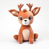 Cute Deer Animal Plush Toy White Background Animal Doll with photo