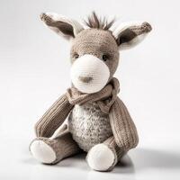 Cute Donkey Animal Plush Toy White Background Animal Doll with photo