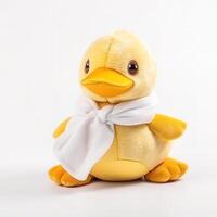 Cute Yellow Duck Animal Plush Toy White Background Animal Doll with photo