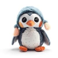 Cute Pinguin Animal Plush Toy White Background Animal Doll with photo