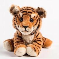 Cute Tiger Animal Plush Toy White Background Animal Doll with photo