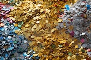 Shiny Colorful and Gold Glitter Texture Illustration Background with photo