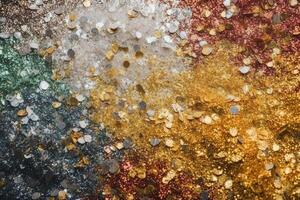 Shiny Colorful and Gold Glitter Texture Illustration Background with photo