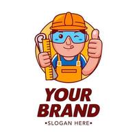 Engineer Cartoon Character Logo Vector Template