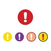 Exclamation mark icon. Attention signs. Hazard warning symbol. Vector illustration. A circular warning sign with bold color choices, which is attractive to look at and reads well.