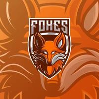 fox mascot design for esport and gaming logo vector