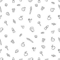 Seamless pattern with food icons. doodle food pattern. Food background vector