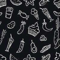 Seamless pattern with food icons. doodle food pattern. Food background vector