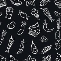 Seamless pattern with food icons. doodle food pattern. Food background vector