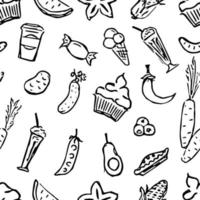 Seamless pattern with food icons. doodle food pattern. Food background vector