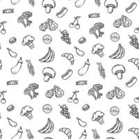 Seamless food pattern. Doodle vector food illustration.  Hand-drawn food background