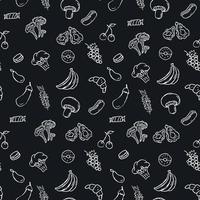 Seamless food pattern. Doodle vector food illustration.  Hand-drawn food background