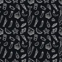 Seamless pattern with food icons. doodle food pattern. Food background vector