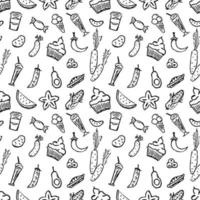 Seamless pattern with food icons. doodle food pattern. Food background vector