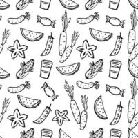 Seamless pattern with food icons. doodle food pattern. Food background vector