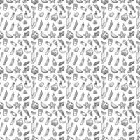 Seamless pattern with food icons. doodle food pattern. Food background vector