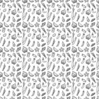 Seamless pattern with food icons. doodle food pattern. Food background vector