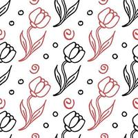 Seamless floral pattern. Doodle background with flowers. Spring pattern vector