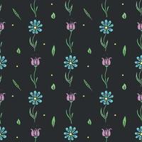 Seamless floral pattern. Doodle background with flowers. Spring pattern vector