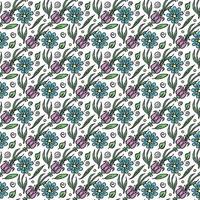 Seamless floral pattern. Doodle background with flowers. Spring pattern vector