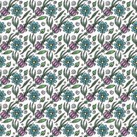 Seamless floral pattern. Doodle background with flowers. Spring pattern vector