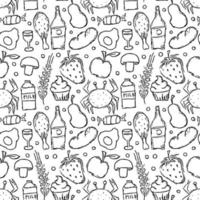 Seamless pattern with food icons. doodle food pattern. Food background vector