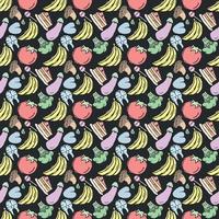Seamless pattern with food icons. doodle food pattern. Food background vector