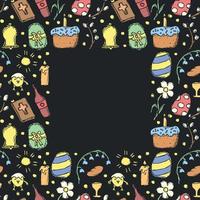 Easter frame. Seamless frame with easter icons. Easter background vector