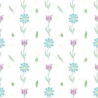 Seamless floral pattern. Doodle background with flowers. Spring pattern vector