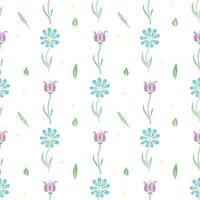 Seamless floral pattern. Doodle background with flowers. Spring pattern vector