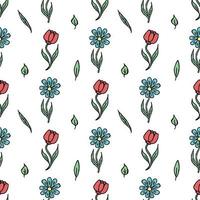 Seamless floral pattern. Doodle background with flowers. Spring pattern vector