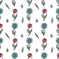 Seamless floral pattern. Doodle background with flowers. Spring pattern vector